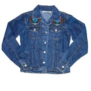 Pink Cadillac Southwestern Jean Jacket with Pockets size Small